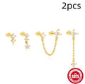 S925 sterling silver clover petal earrings with geometric design in gold electroplated finishes
