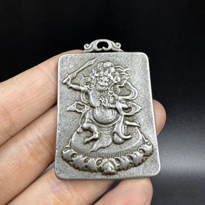 Chinese style iron pendant ornament with Aryaacalanatha Yamantaka geometric design