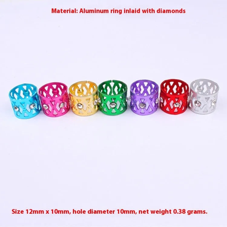 Aluminium hair ring wig decoration with jewel design in multiple colour options