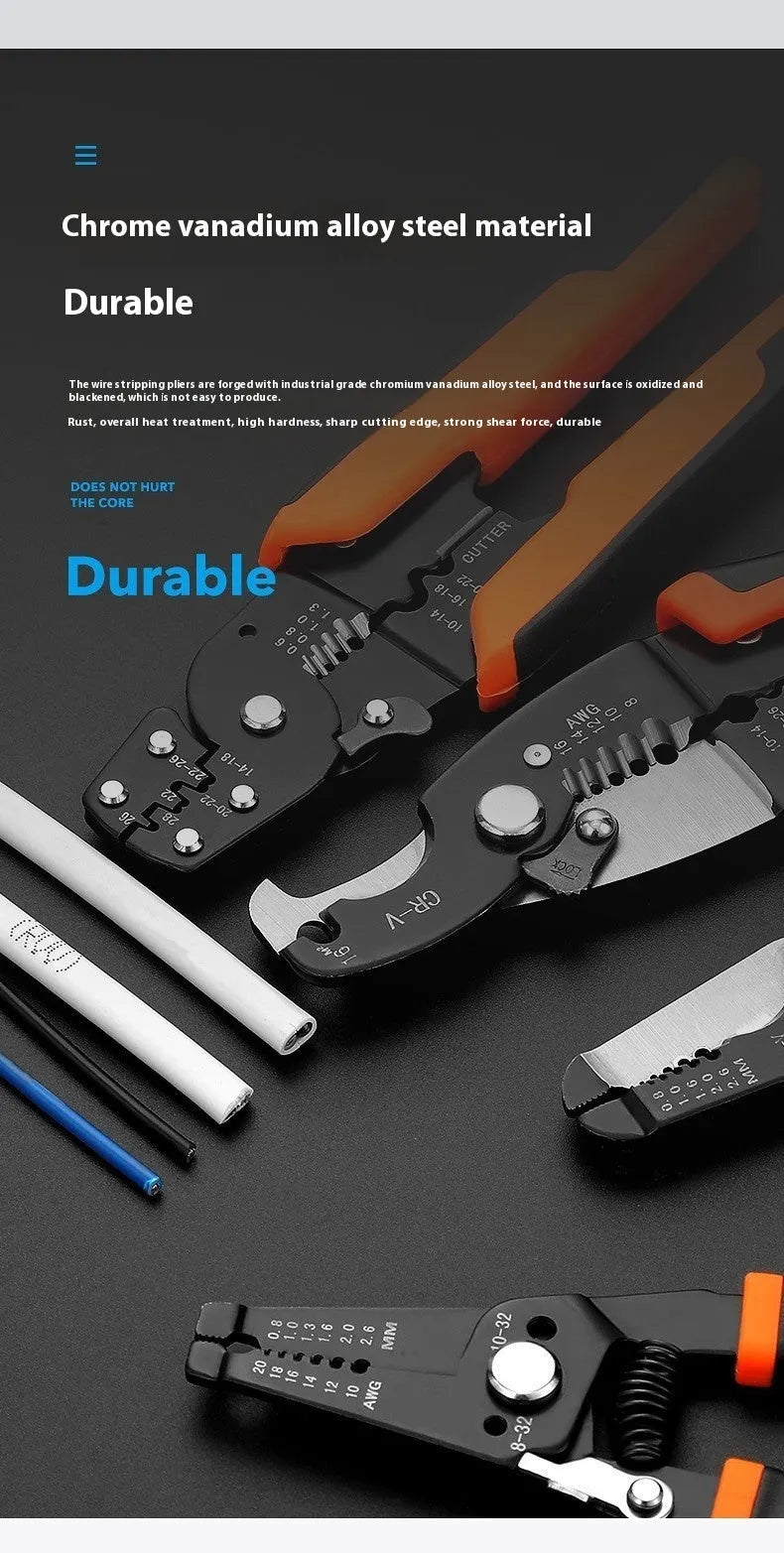 Fully automatic wire stripping pliers with high carbon steel blade in box mounted design
