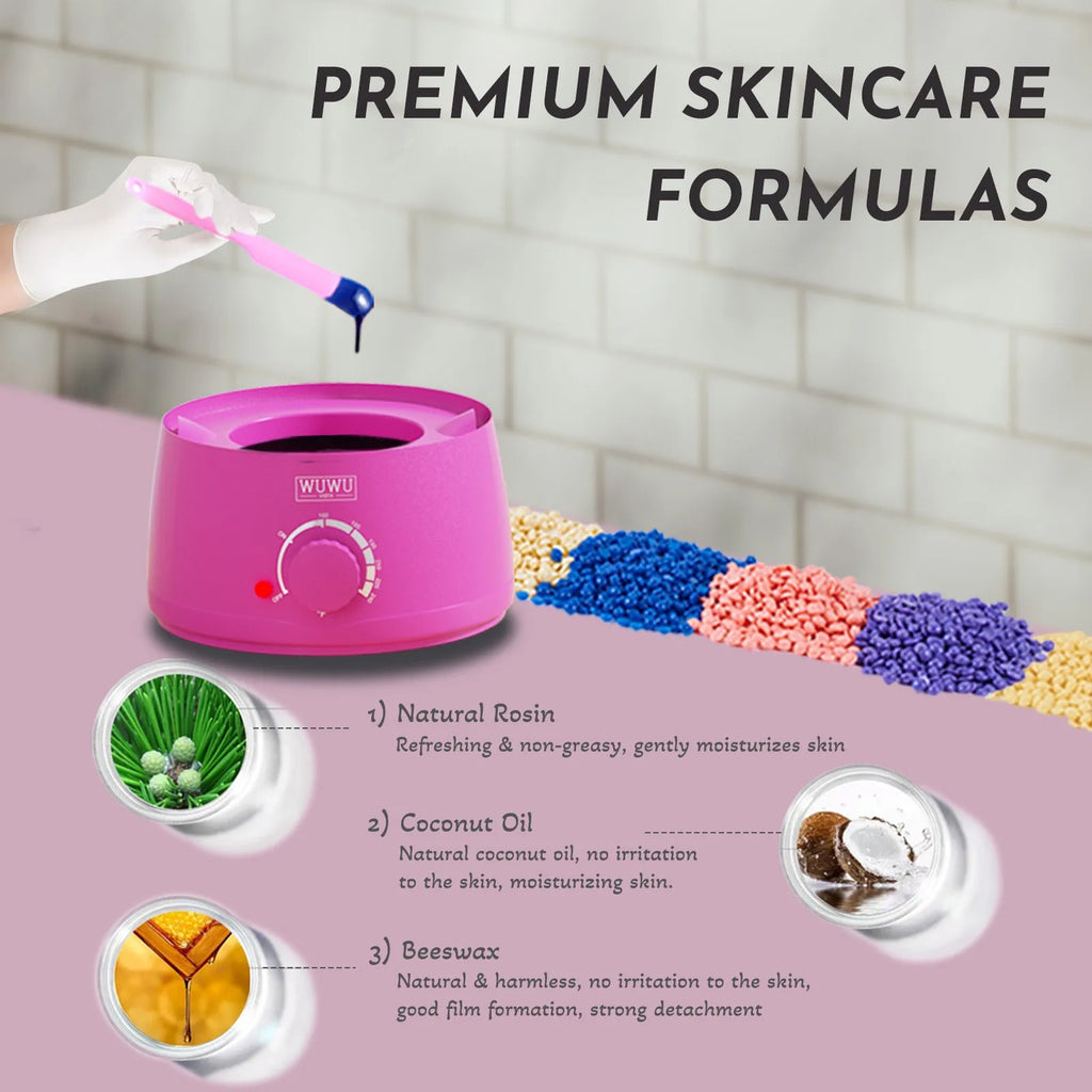 52 piece professional waxing kit with hard wax beans, warmer, and post treatment products