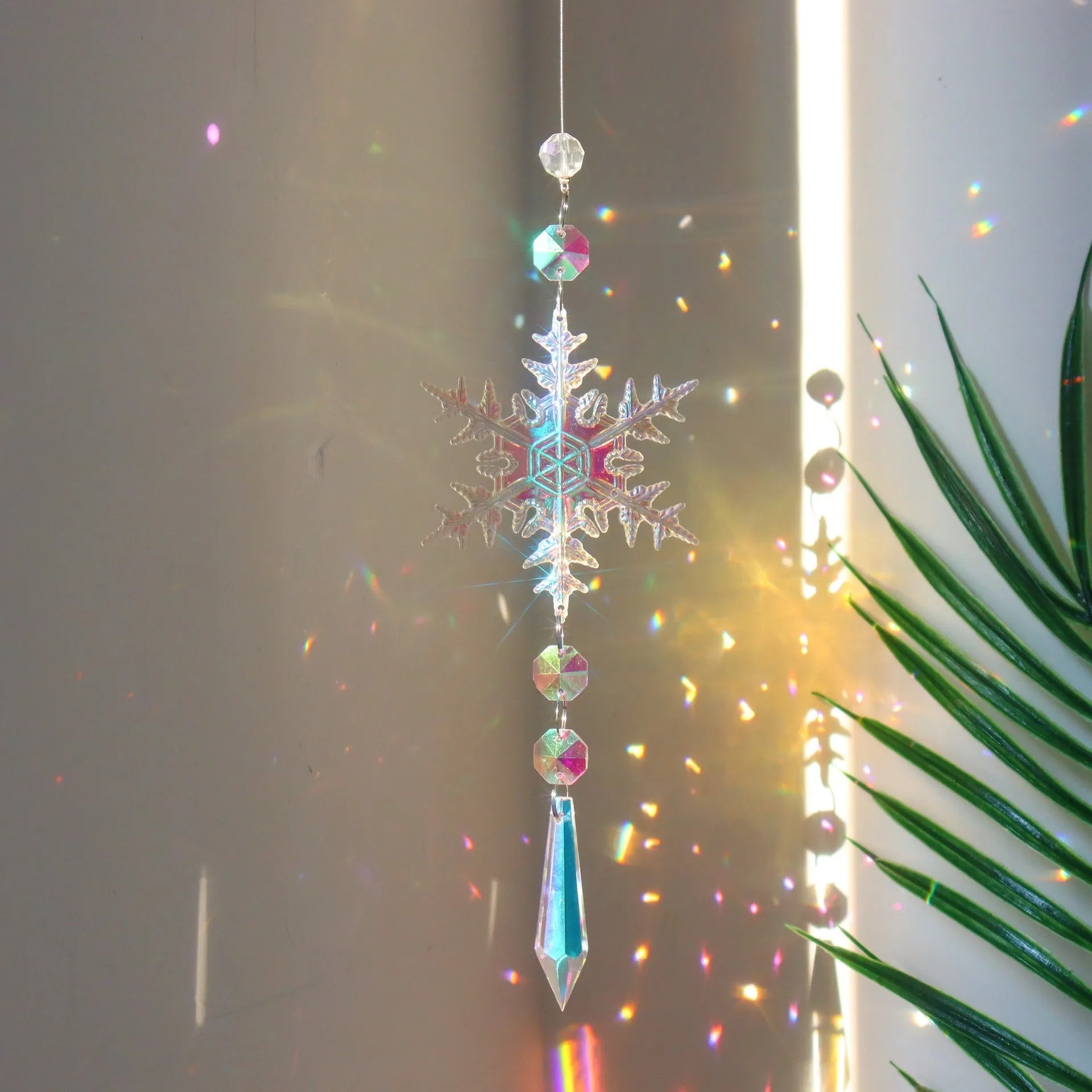 K9 crystal snowflake sun catcher Christmas decoration with AB colour finish