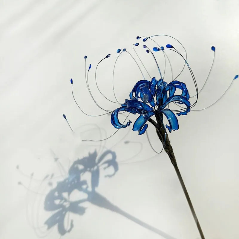 Bi'an creative flower hairpin with 8cm diameter flower and 20cm length clip in black colour
