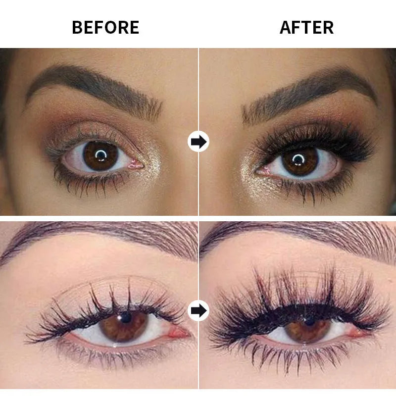 Black waterproof and sweat-proof mascara tube for thick, long, curled lashes that resist smudging.