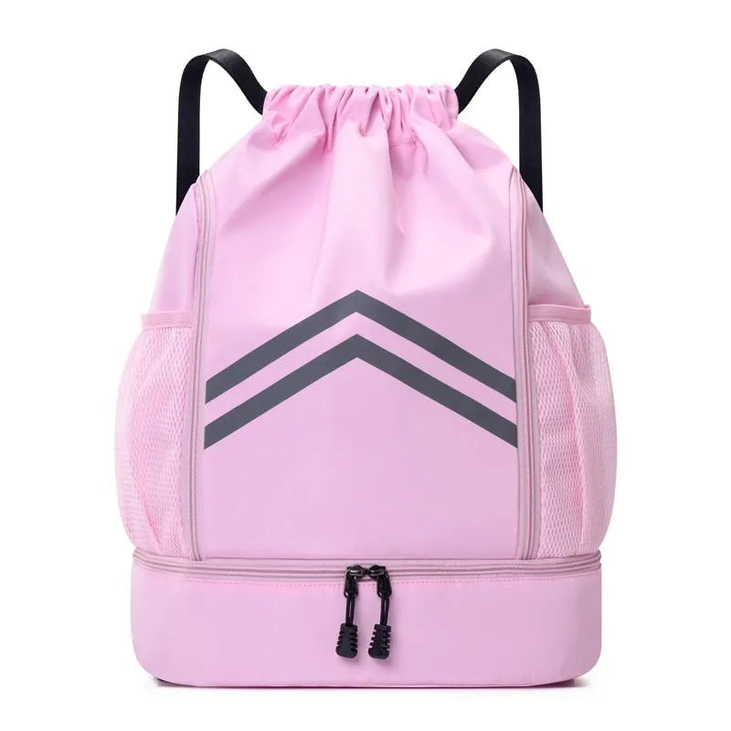 Men's reflective drawstring sports backpack in Oxford cloth for basketball and hiking