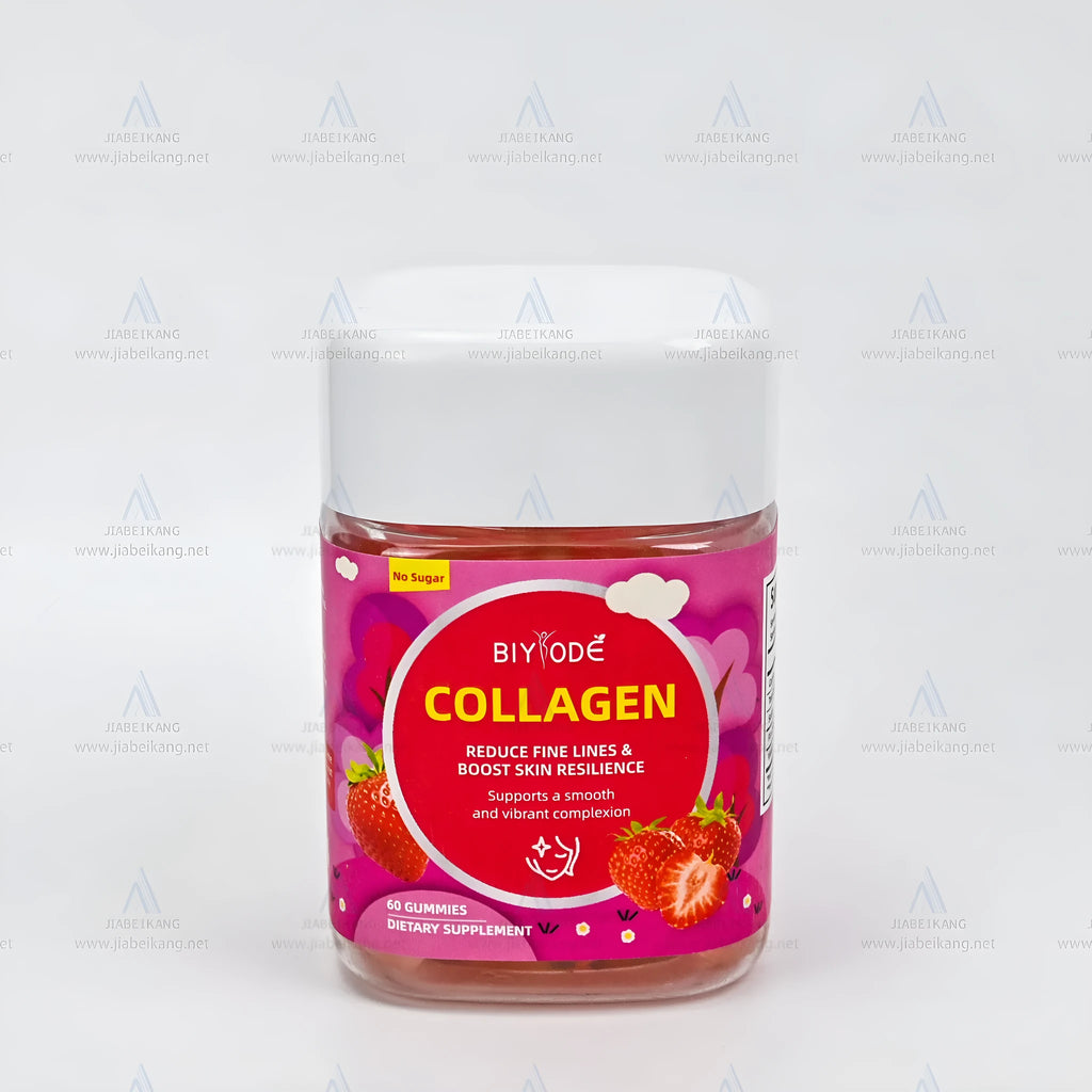 Bottle of strawberry flavoured collagen gummies for hair skin and nails – 60 gummies