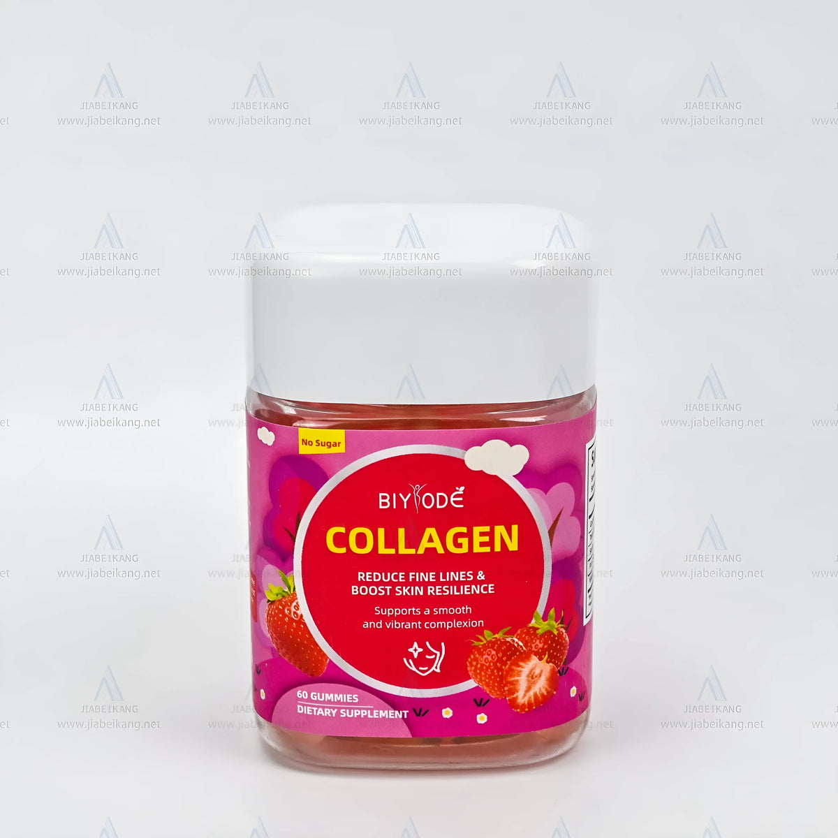 Bottle of strawberry flavoured collagen gummies for hair skin and nails – 60 gummies
