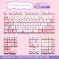Sweet Cotton Candy key cap set in pink and blue, 112 or 120 keys, in a 23cm x 19cm x 3cm box