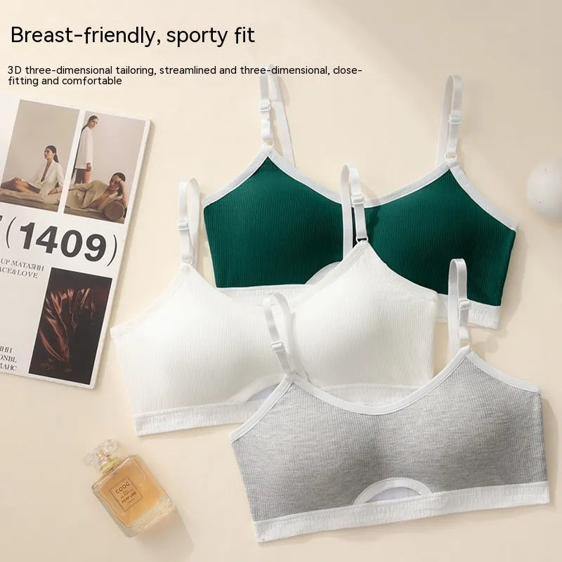 Cotton sports underwear set with underwired tube top bra and matching panties in multiple colours