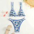 Women's floral printed bikini swimsuit set in polyester fabric for swimming sports