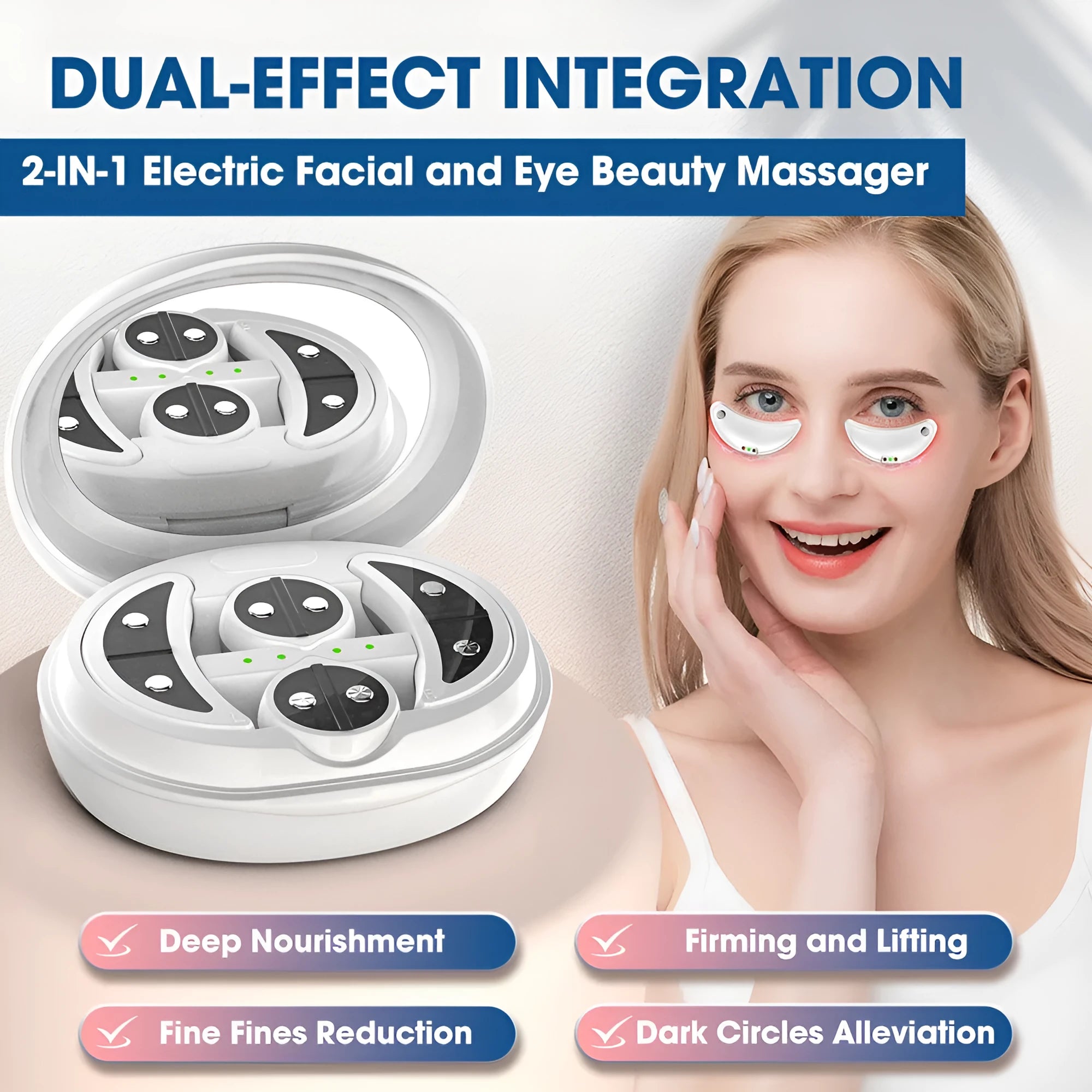 White wireless red light eye massager with EMS function for facial beauty treatment