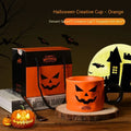 Halloween pumpkin ceramic mug with handle, spoon, and gift box in orange or white