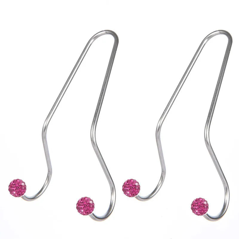 Stainless steel car seat hook with diamond rhinestone decoration in various colours