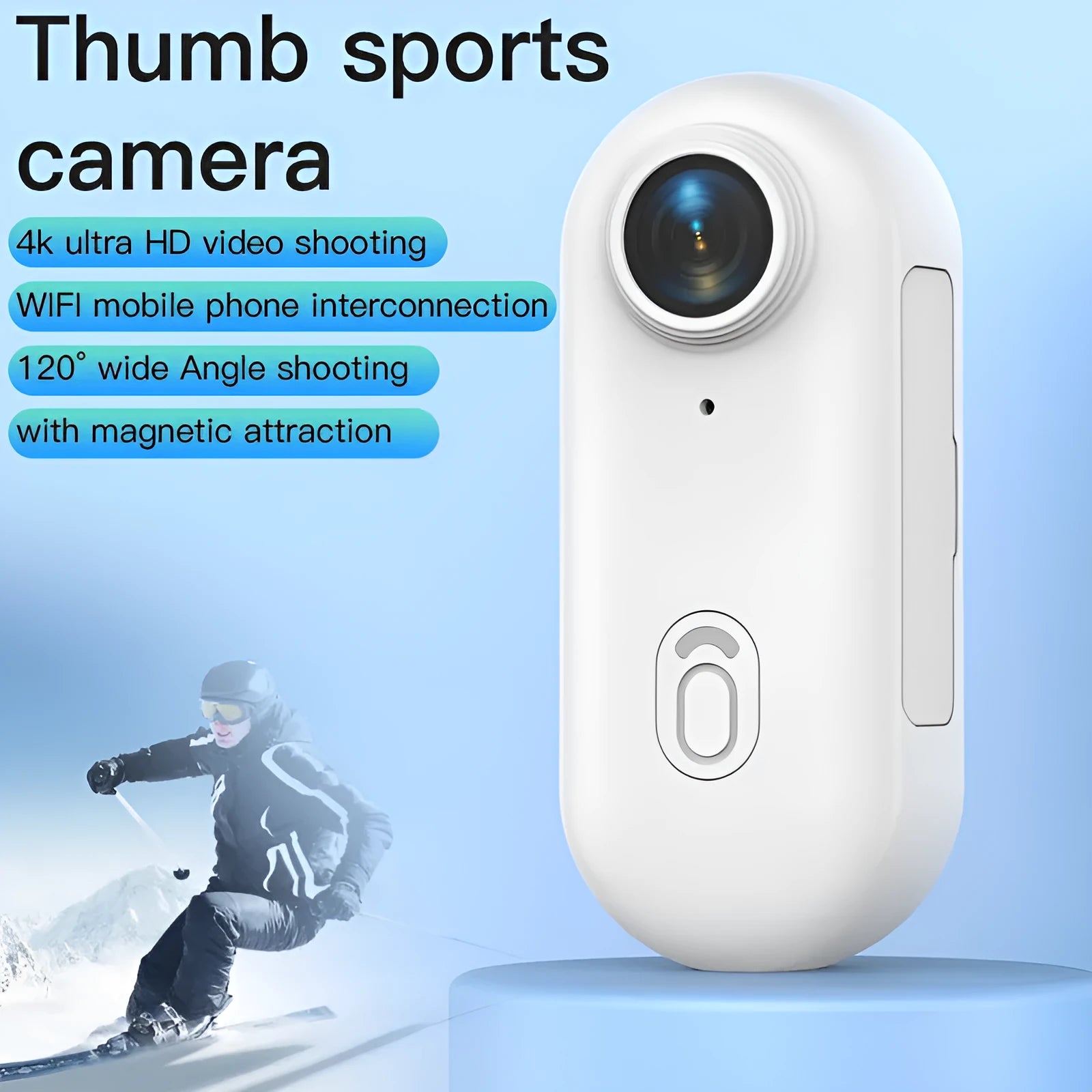 Small black H88 4K action camera with magnetic mount and waterproof housing on a bicycle helmet.