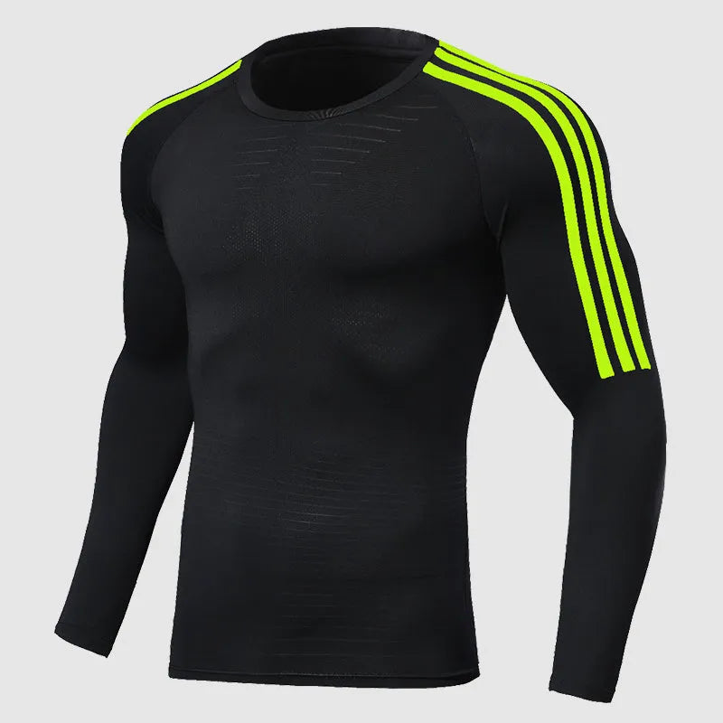 Men's polyester gym sweatshirt long-sleeve quick-dry running top with high elasticity, available in multiple colours