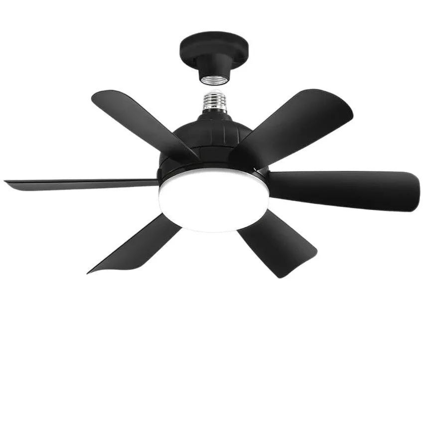 18-inch straight leaf fan lamp with remote control and three colour light options in black