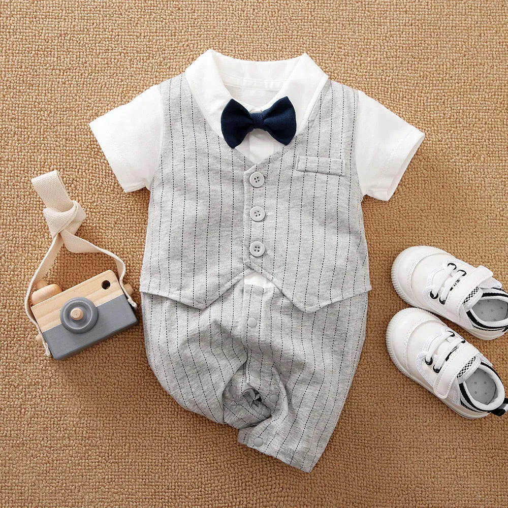 Baby boy gentleman style long sleeve jumpsuit in wine red colour