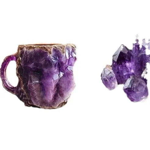 Resin mineral crystal coffee mug with handle showing clear design and colour options