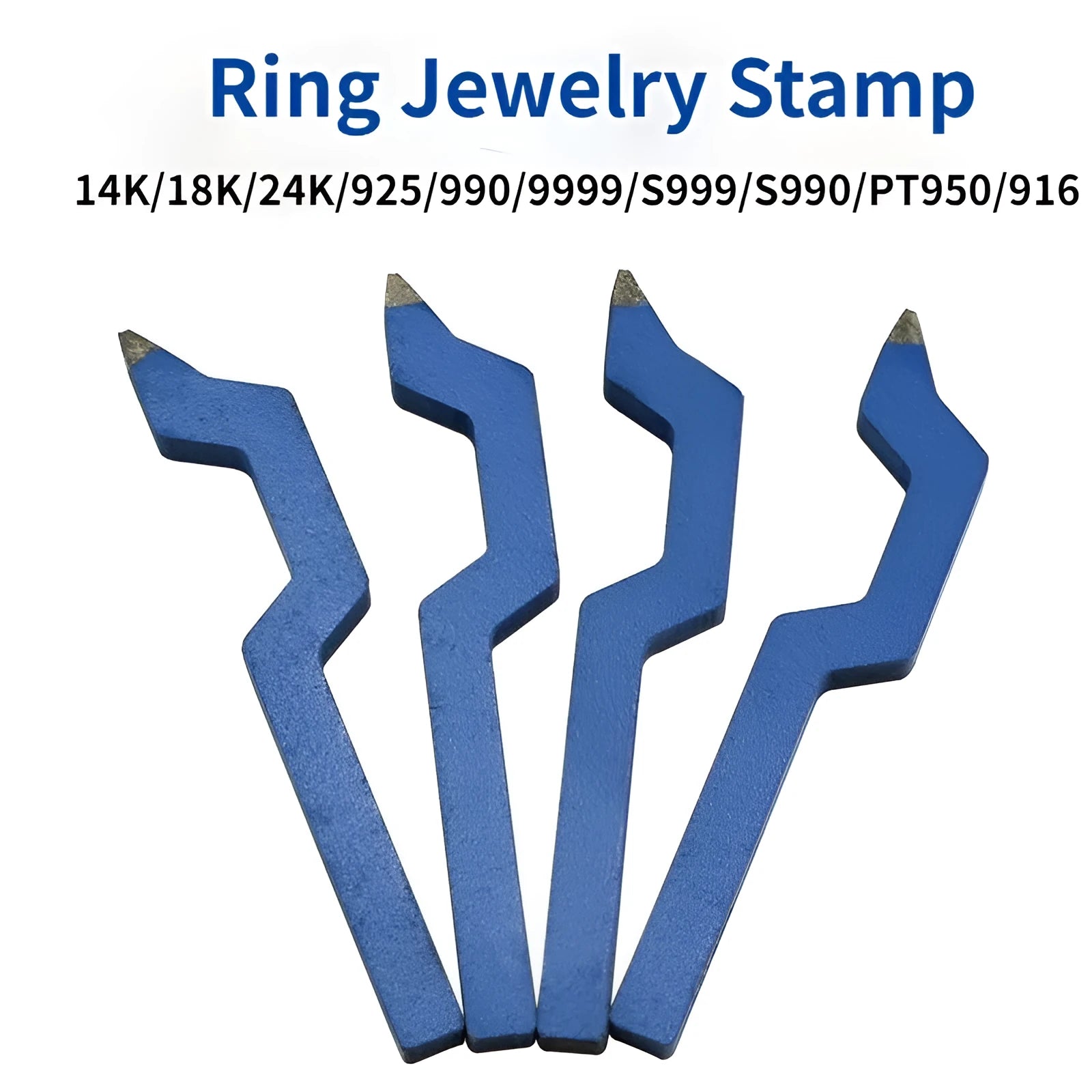 Curved character jewellery stamping tool with gold finish for rings and bracelets