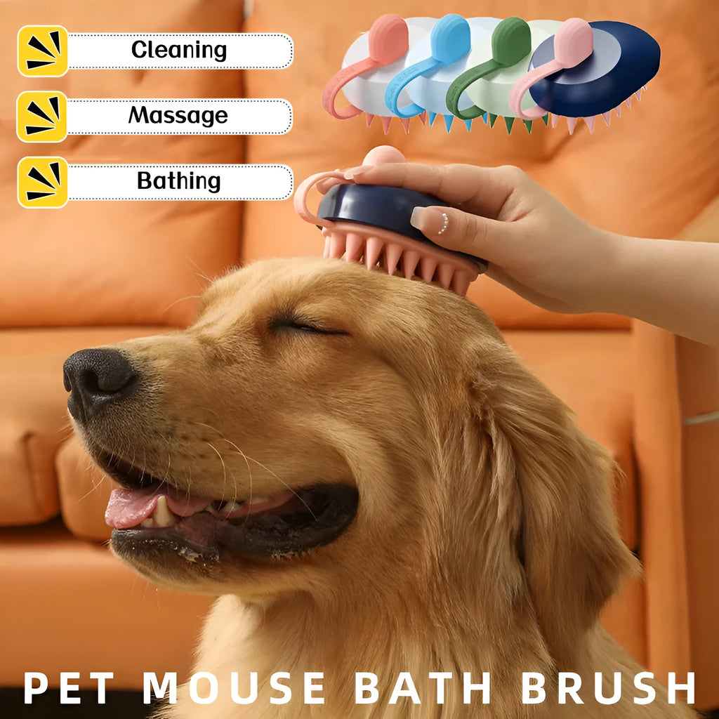 Soft silicone pet hair remover comb brush with TPR massage nodes for dog bathing