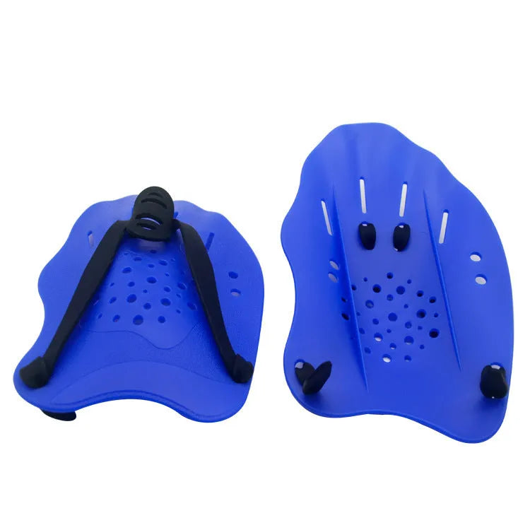Webbed swimming hand paddle for freestyle stroke training in eight colour options including black blue orange pink green dark blue silver gray