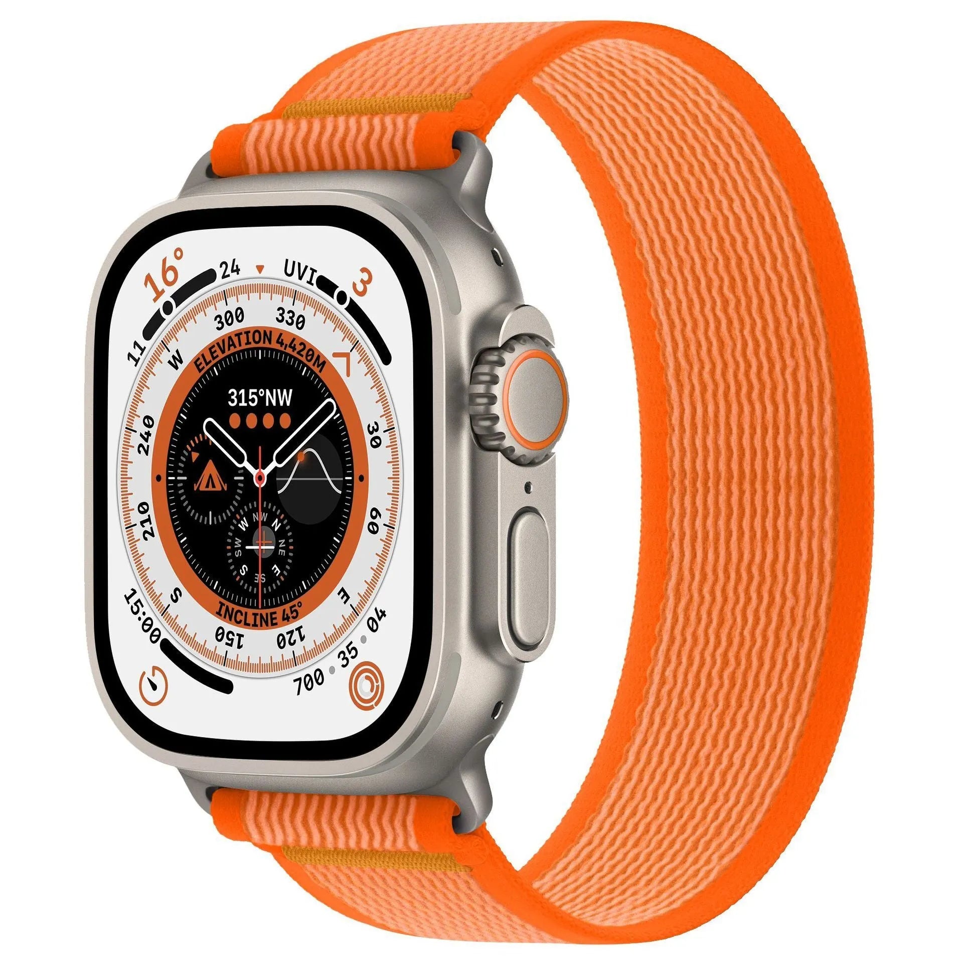 Wild diameter single ring integrated loop nylon strap for Apple Watch in multiple colours.