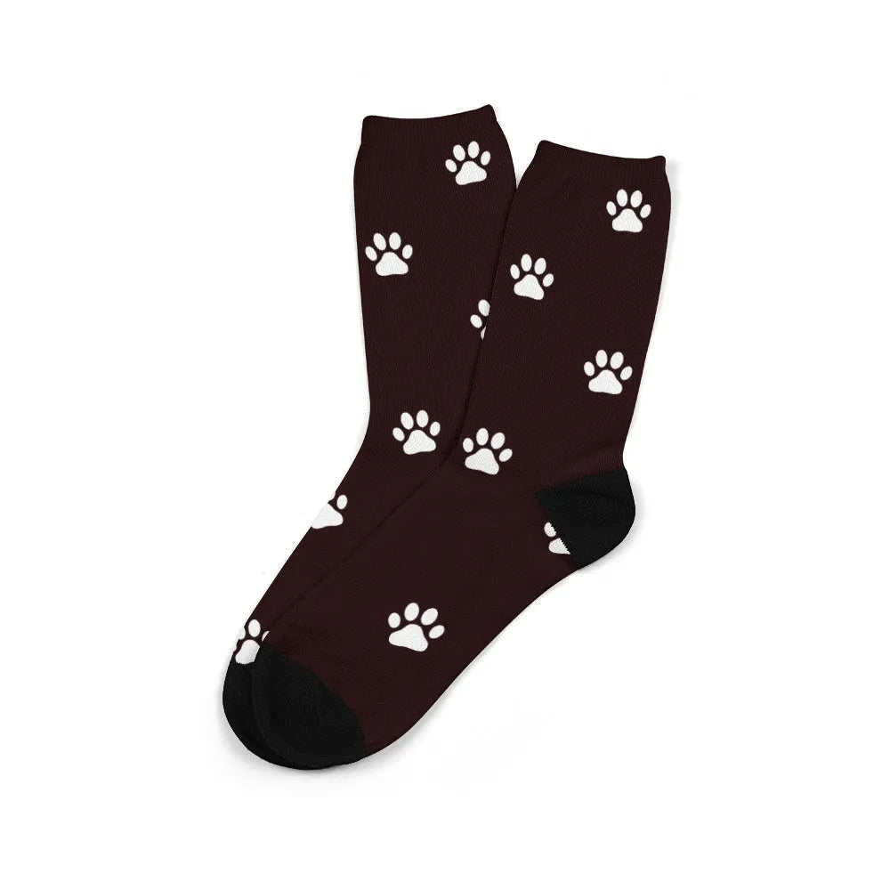 Personalised mid-calf tube socks with custom graphic printing in multiple colours