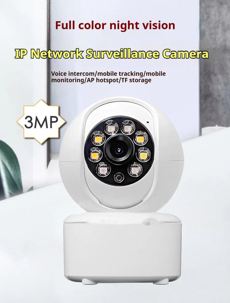 1080p panorama security camera with ceiling mount and infrared LEDs for night vision