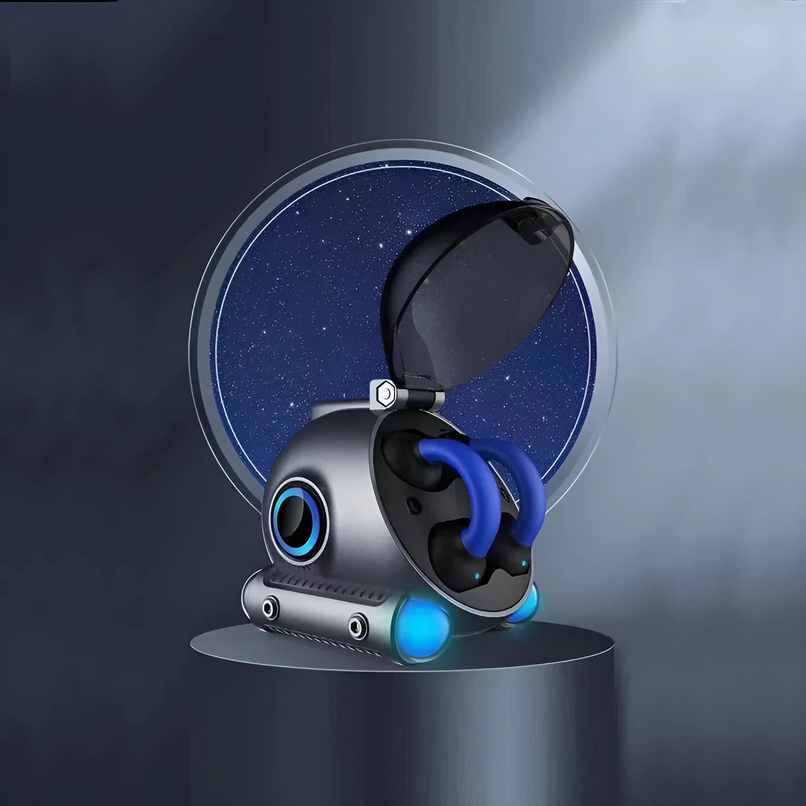 Clip-on wireless Bluetooth sports headset in black or white showing clip detail