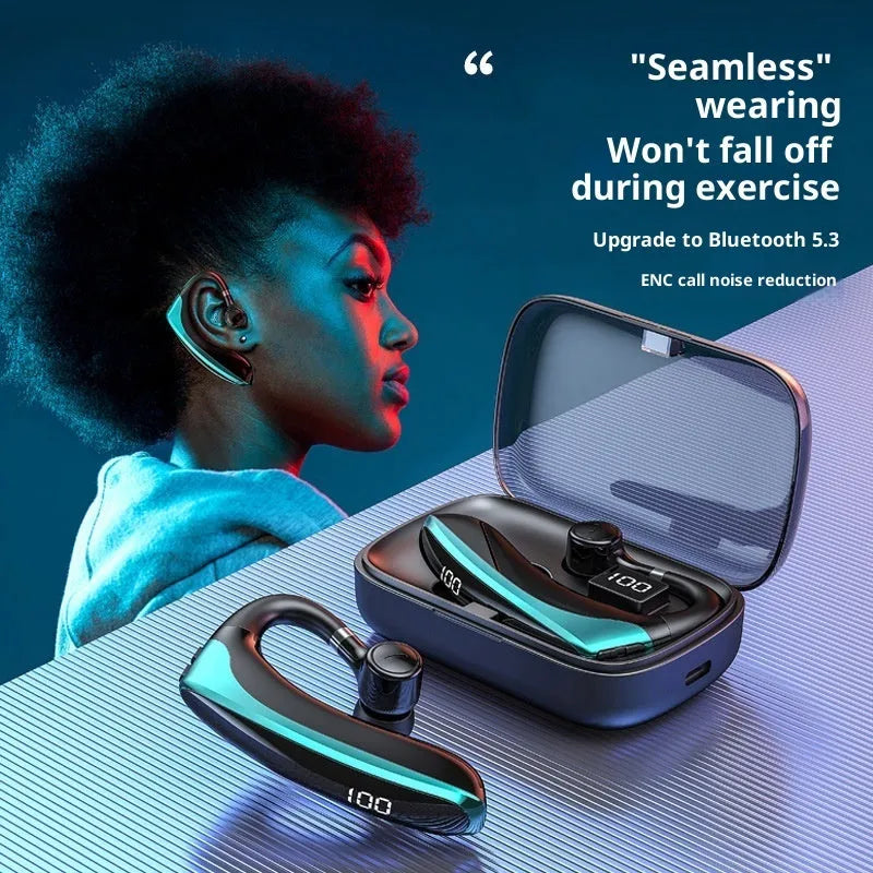 Bone conduction sports Bluetooth headset in ear hook style with digital display