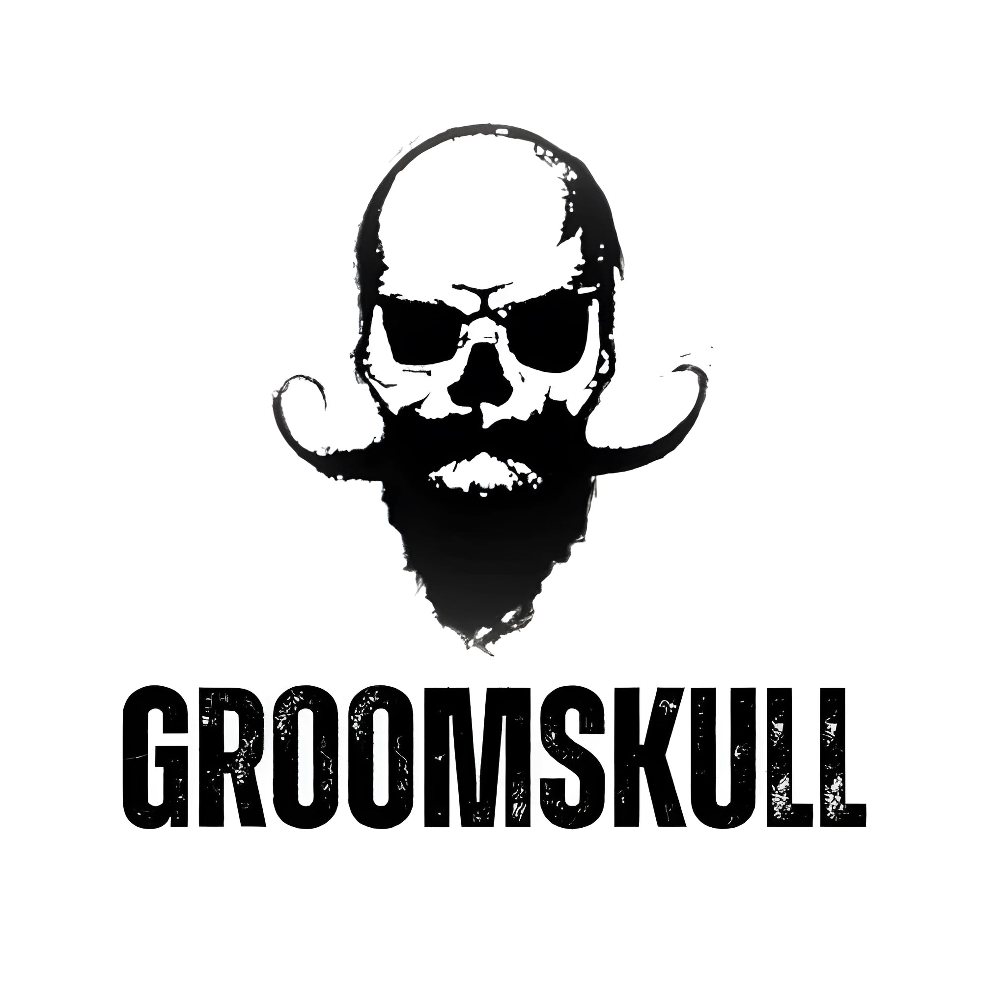 GroomSkull white microfibre cleaning cloth 15x15cm with double-sided heat transfer print and serrated edge