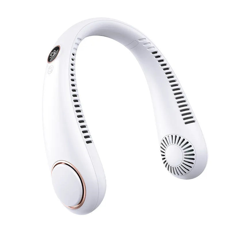 USB rechargeable neck hanging fan in modern Chinese style design with brushless motor
