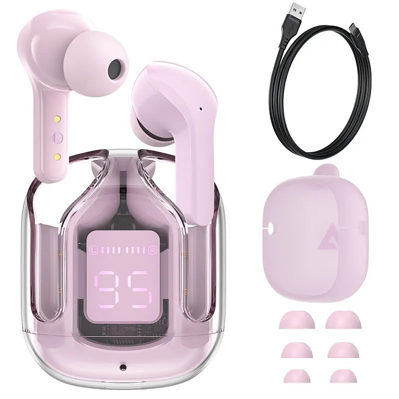 Mini wireless Bluetooth headset with LED digital display in multiple colour options