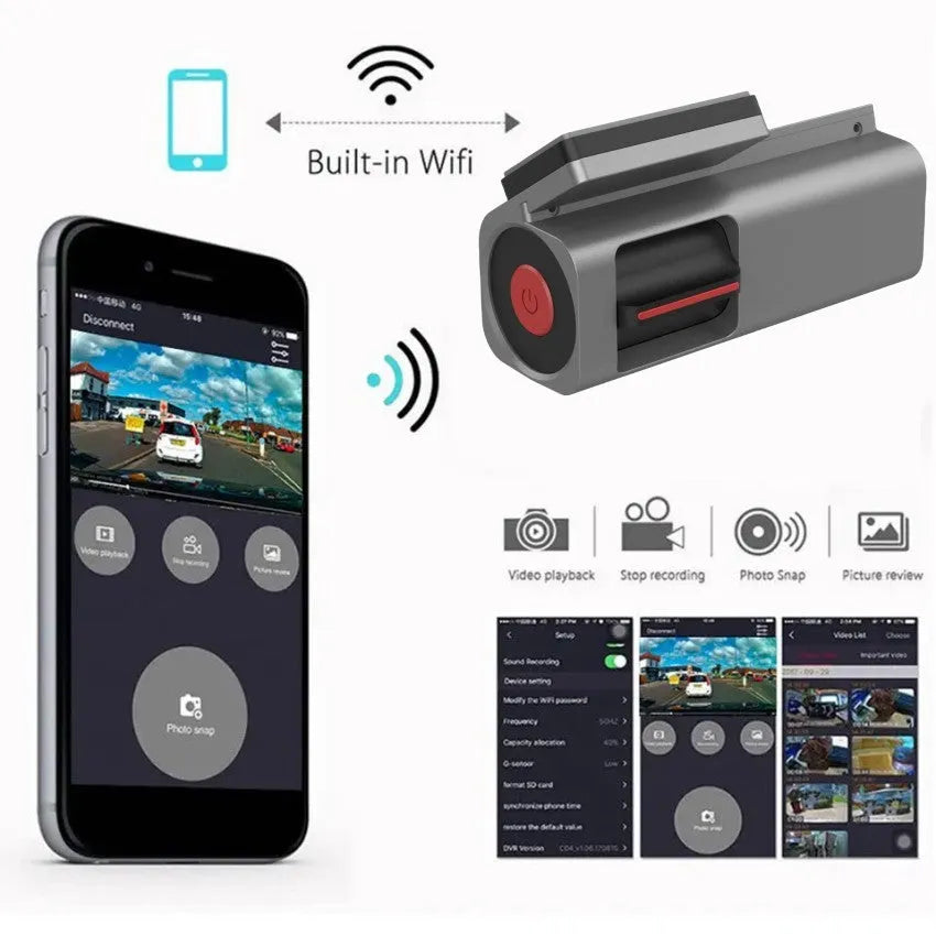 A380 wireless hidden car dash camera with 4K lens and adhesive mount