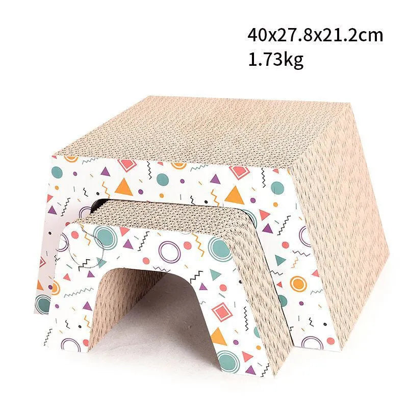 Corrugated paper cat scratcher in multiple colour options for claw grinding and rest