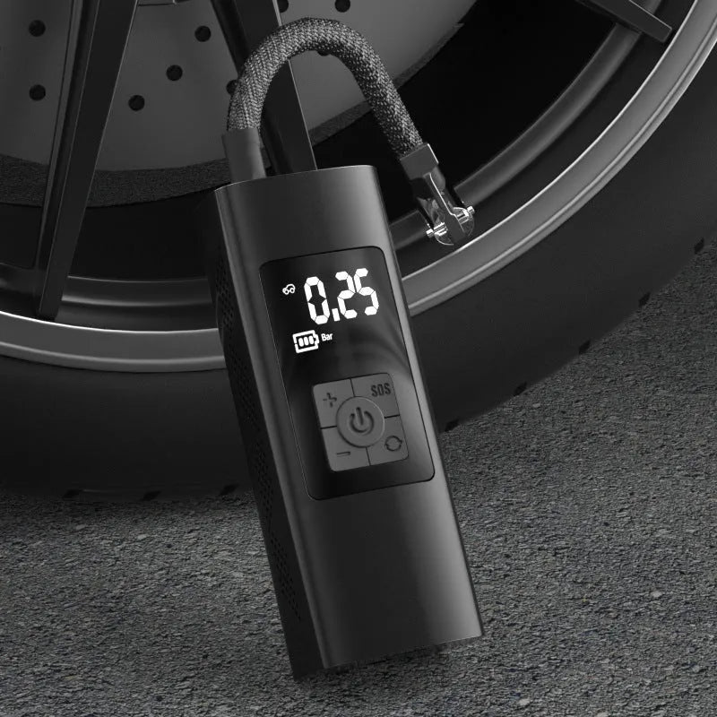 Smart Wireless Bicycle Portable Tool car air pump with metal body, 60W power, compact 172x70x52mm size, rechargeable and wired options
