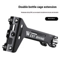 Black aluminium alloy double water bottle cage extension bracket with adjustable angle for bicycle seat post