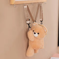 Cartoon bear lying-down plush doll crossbody bag in solid colour with airpillow straps