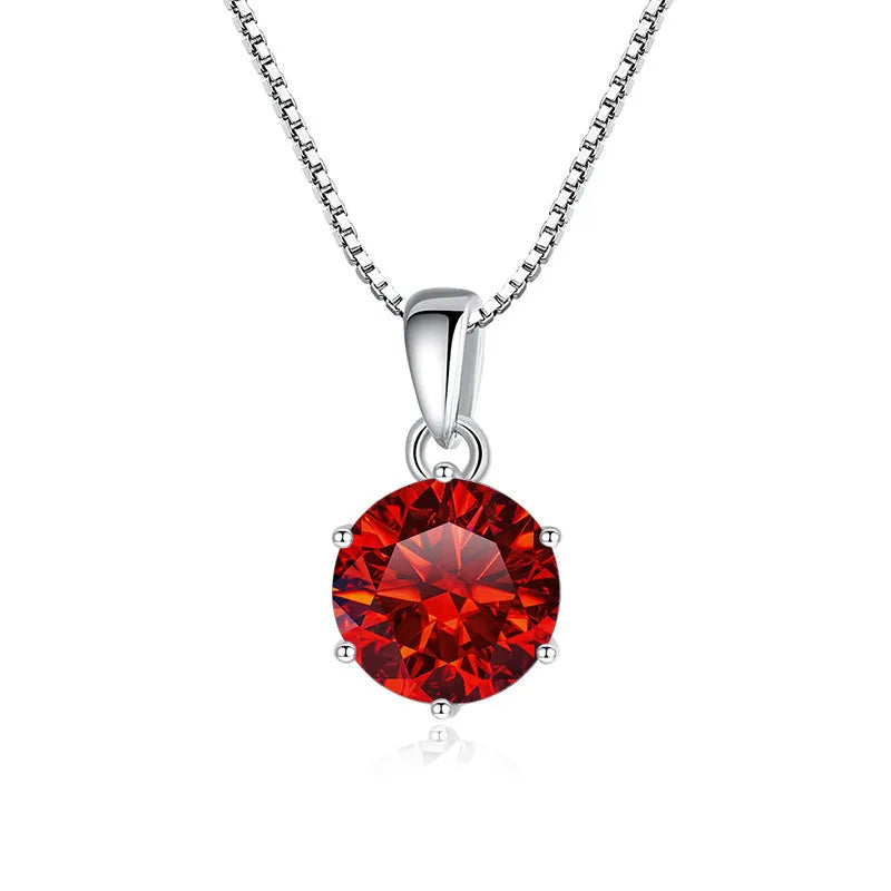 925 silver round moissanite pendant on snake chain, 1 carat 6.5mm stone, animal zodiac style