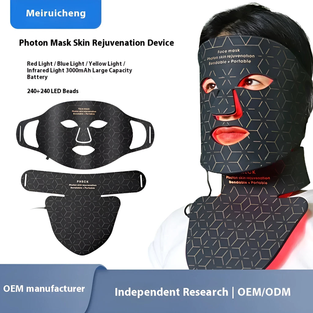 Infrared colour light skin rejuvenation apparatus with face mask kit in black and white colour options