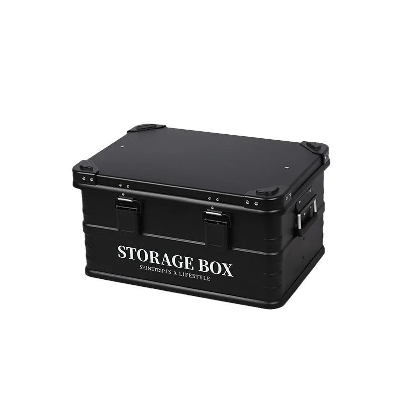 Waterproof vehicle-mounted storage box in army green, black and grey sand green colours showing medium and large sizes