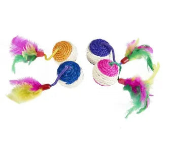 Paper sisal ball cat toy 20x4.5cm on neutral background for pet play
