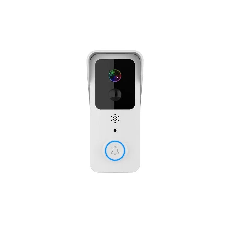Black and white smart waterproof visual doorbell with remote intercom on a wall