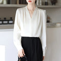 Women's slim fit long sleeve satin shirt in blue colour with 3D stitching detail