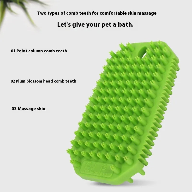 Pet bath massage comb with TPR bristles, 7x2.9x12.1cm, in black for dogs, wet and dry use