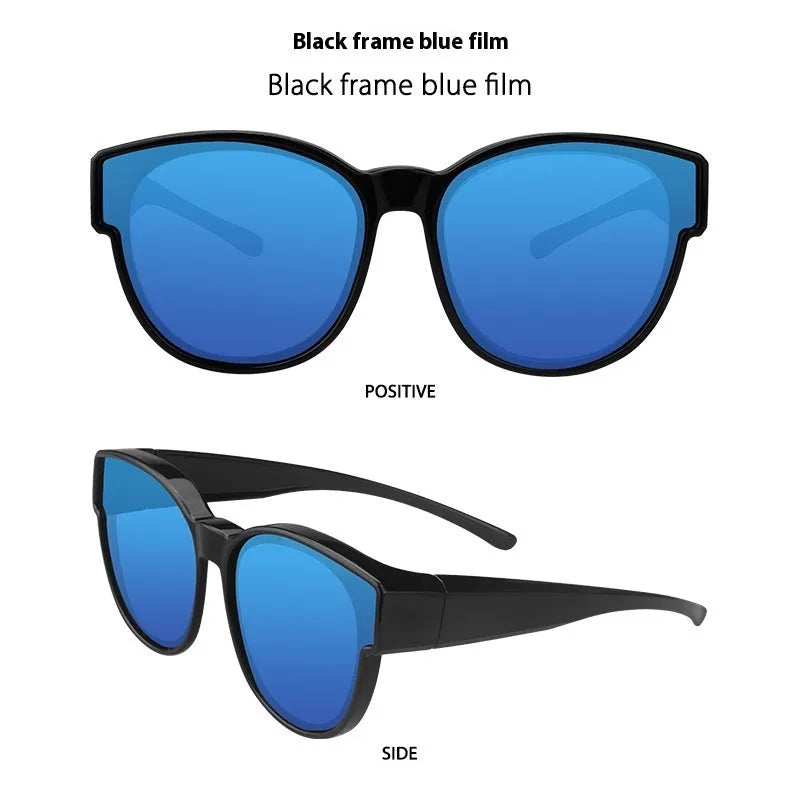 Women's TR polarised sunglasses showing black frame with blue lenses option.