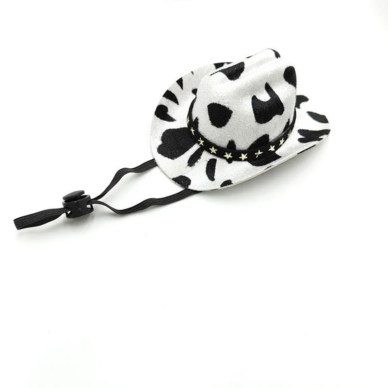 Wool felt pet hat in beige with conical shape, available in S and M sizes