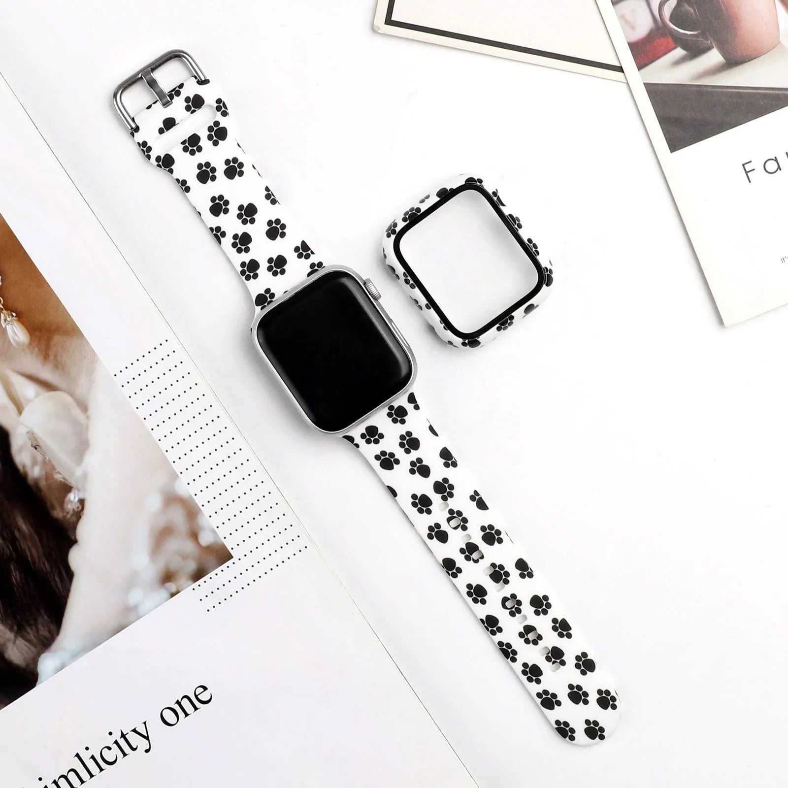 Printed silicone Apple Watch strap for iWatch 1-6 and SE models in 38mm 40mm 42mm 44mm sizes