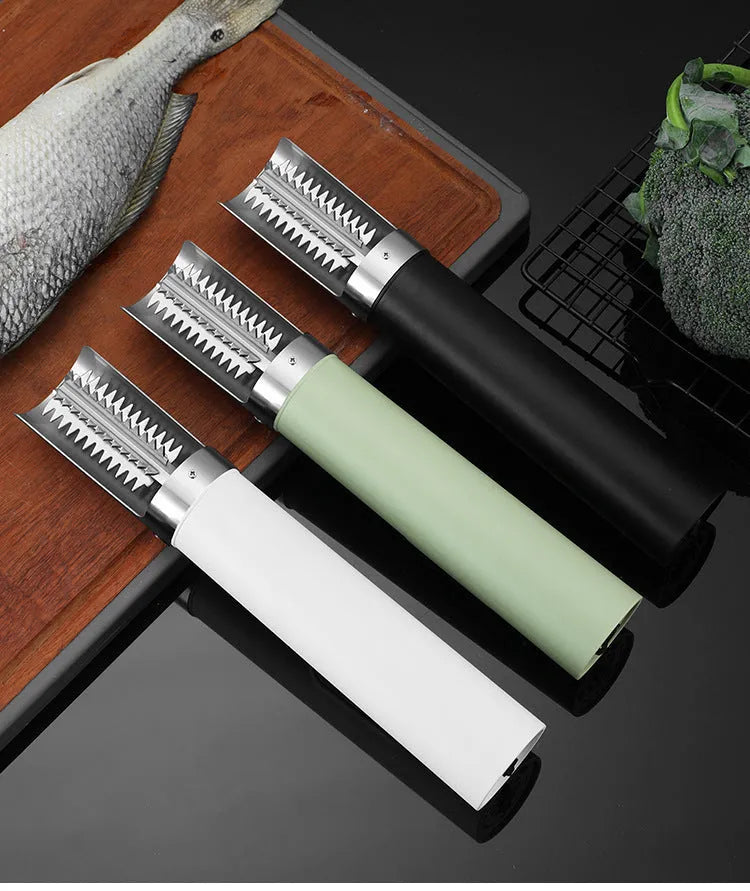125W handheld electric fish scaler machine in black with charging base and fish scale scraper