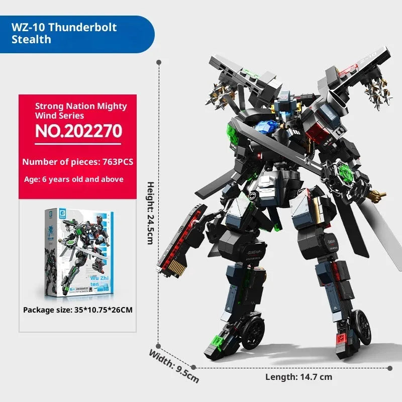 Wu Zhishi Lei Yin God of War plastic building blocks in colour box, small particle assembly model for teenagers